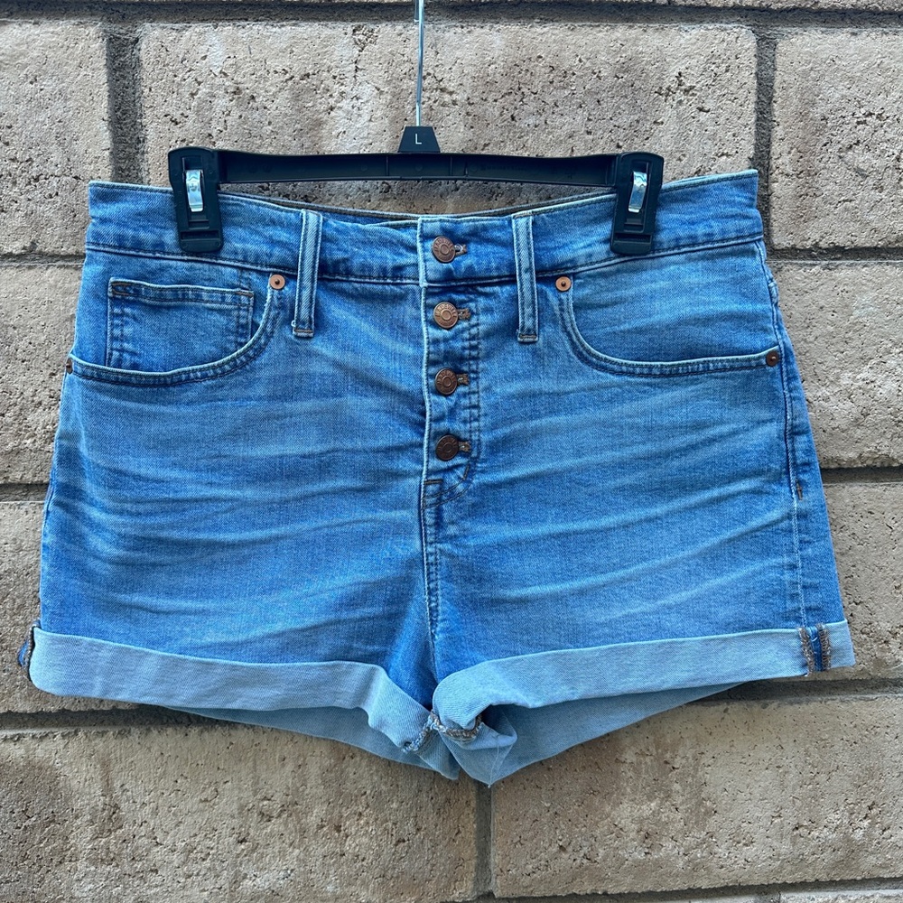 Madewell High-Rise Denim Shorts Button Front Size 30